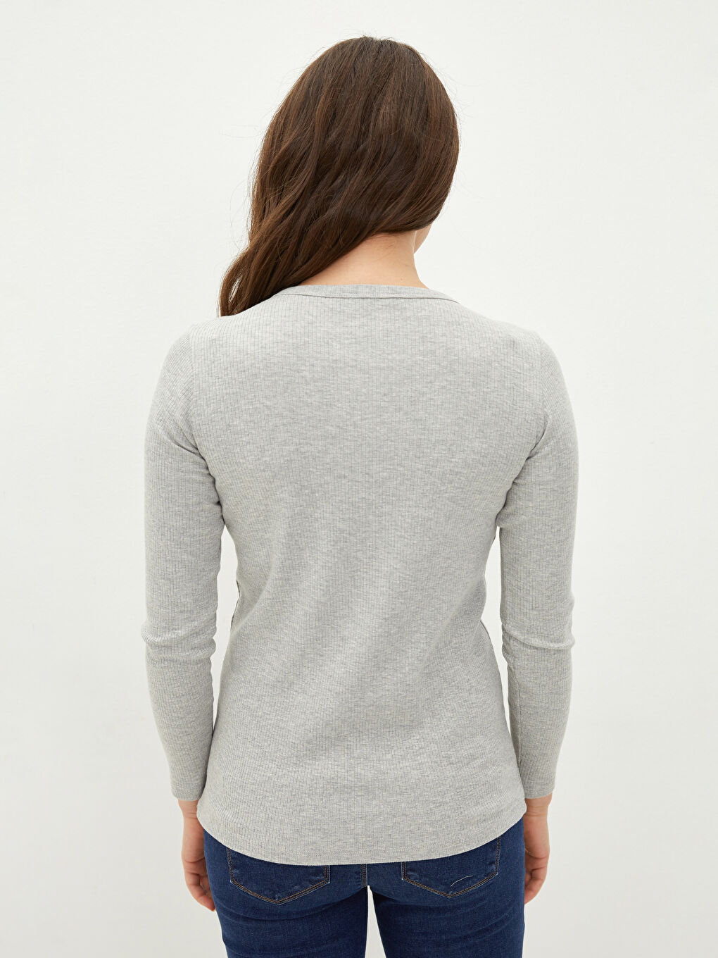 V Neck Plain Long Sleeve Maternity T-Shirt-4