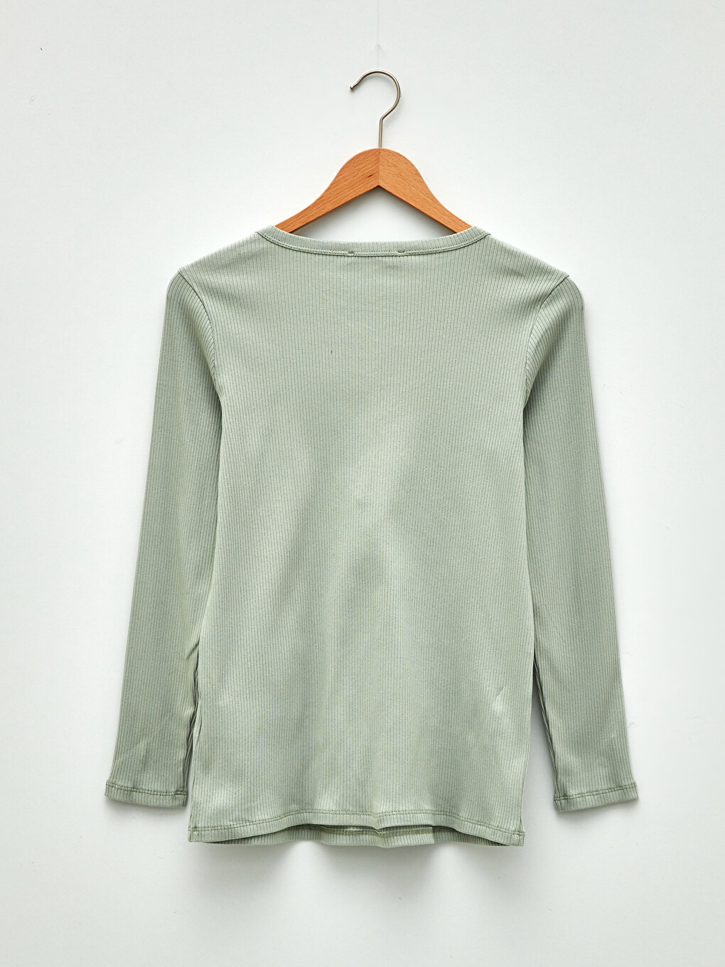 V-neck Plain Long Sleeve Cotton Maternity T-shirt-7