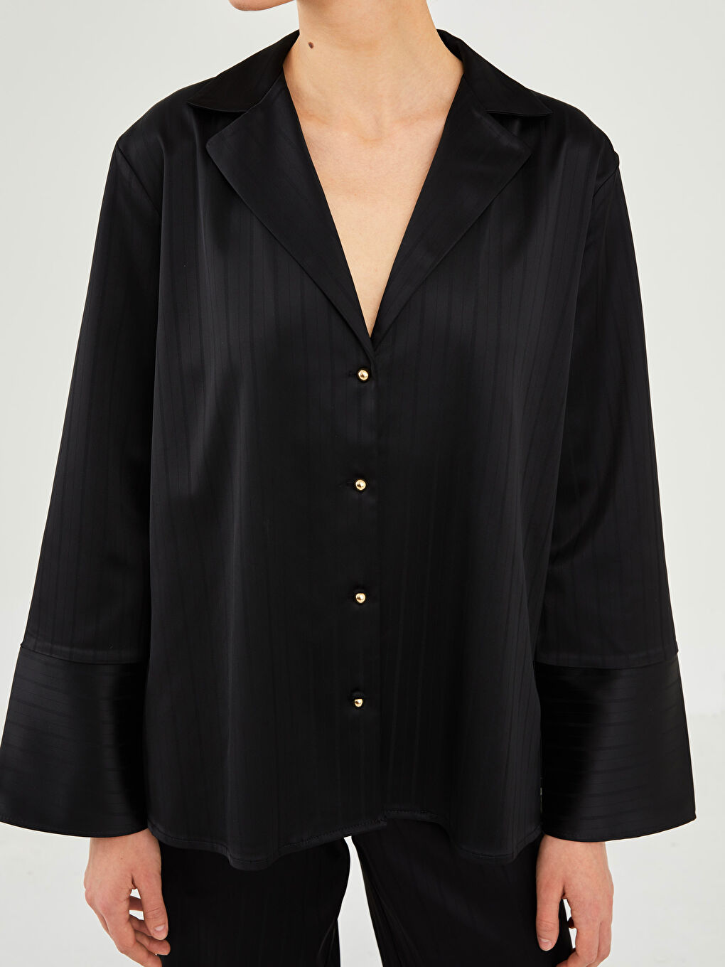 LCW Vision Plain Long Sleeve Oversize Satin Women's Shirt -W1KA22Z8-CVL