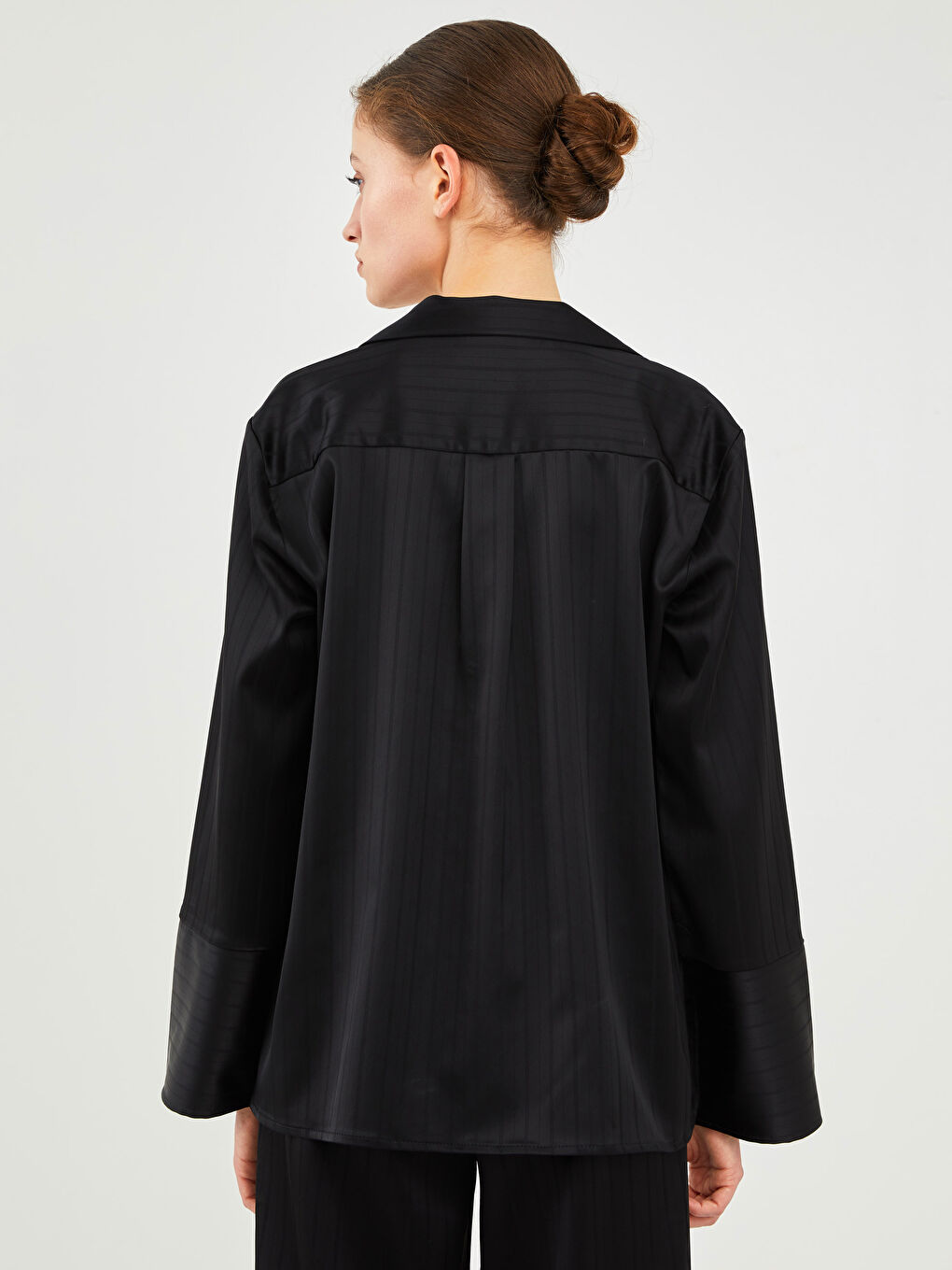 LCW Vision Plain Long Sleeve Oversize Satin Women's Shirt -W1KA22Z8-CVL