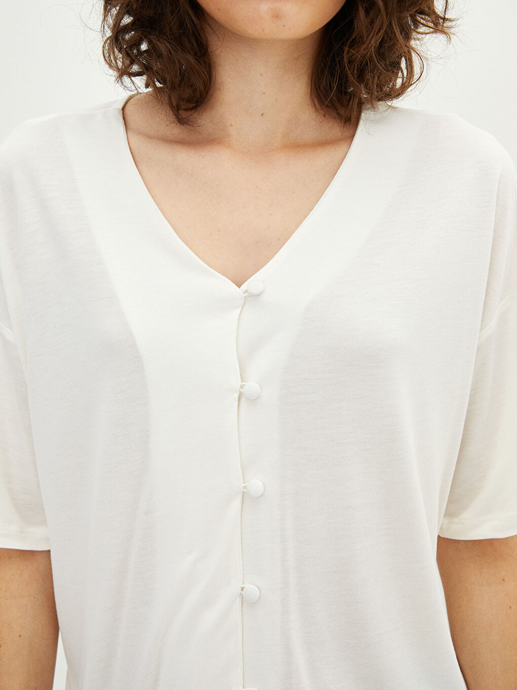 Petite V-Neck Floral Viscose Women's Pajamas Set-3