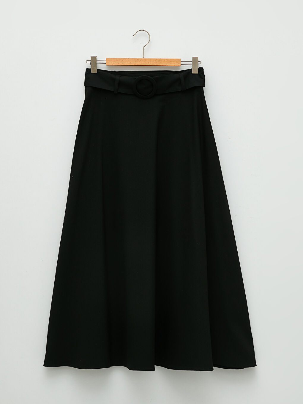 Women's Waist Belt Detailed Straight Skirt-5