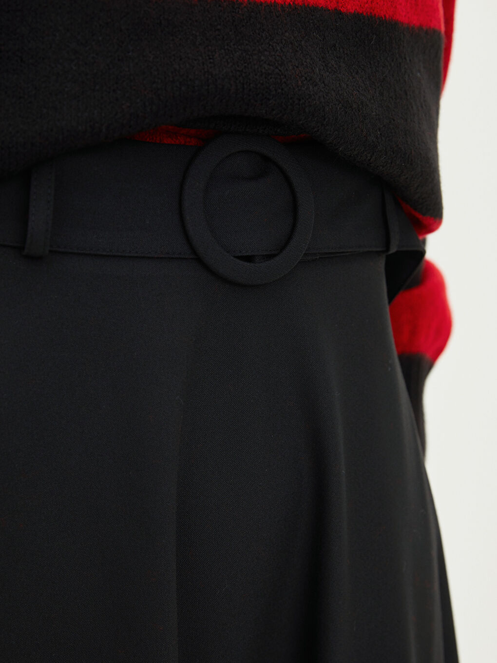 Women's Waist Belt Detailed Straight Skirt-4