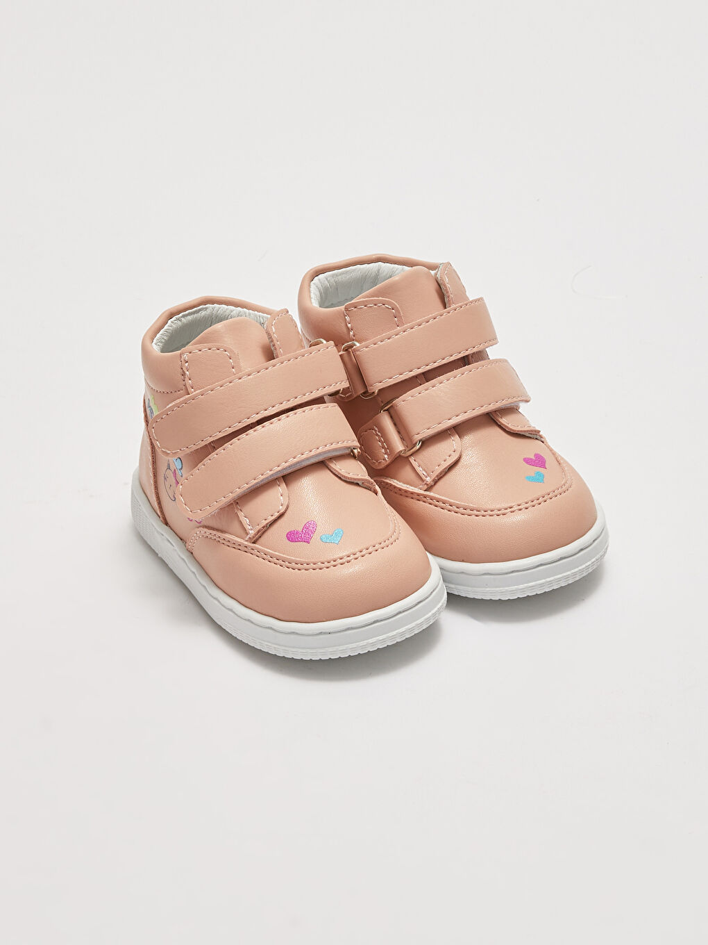 Pembe Baskılı Cırt Cırtlı Kız Bebek Yürüme Öncesi Bot