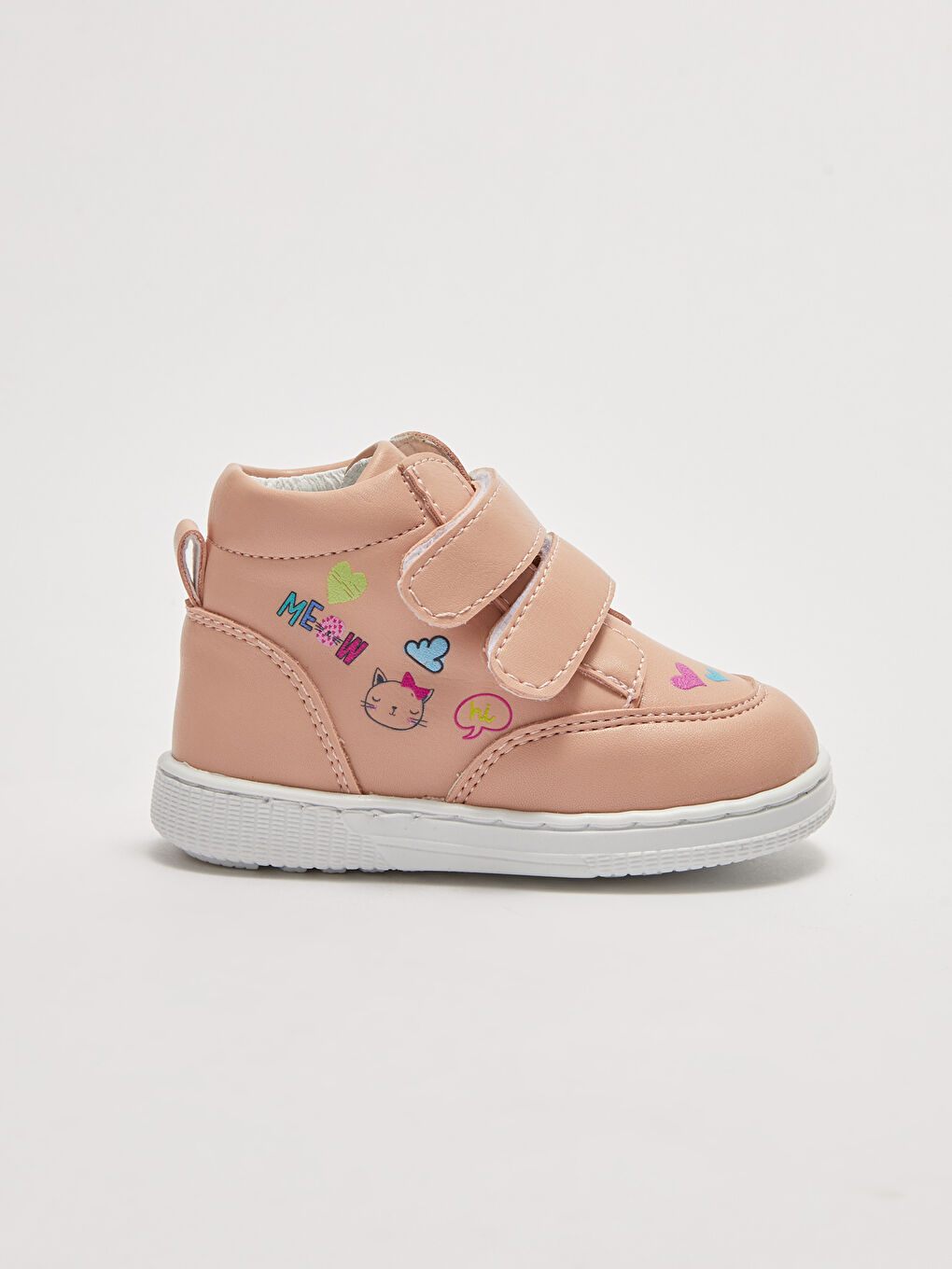 Pembe Baskılı Cırt Cırtlı Kız Bebek Yürüme Öncesi Bot-1