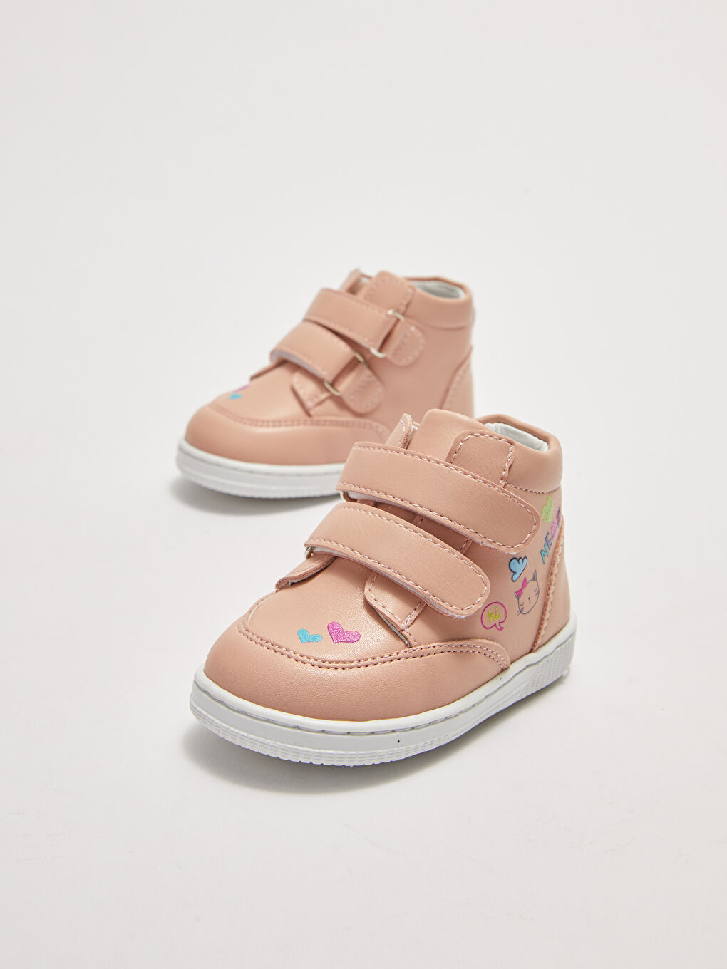 Pembe Baskılı Cırt Cırtlı Kız Bebek Yürüme Öncesi Bot-2