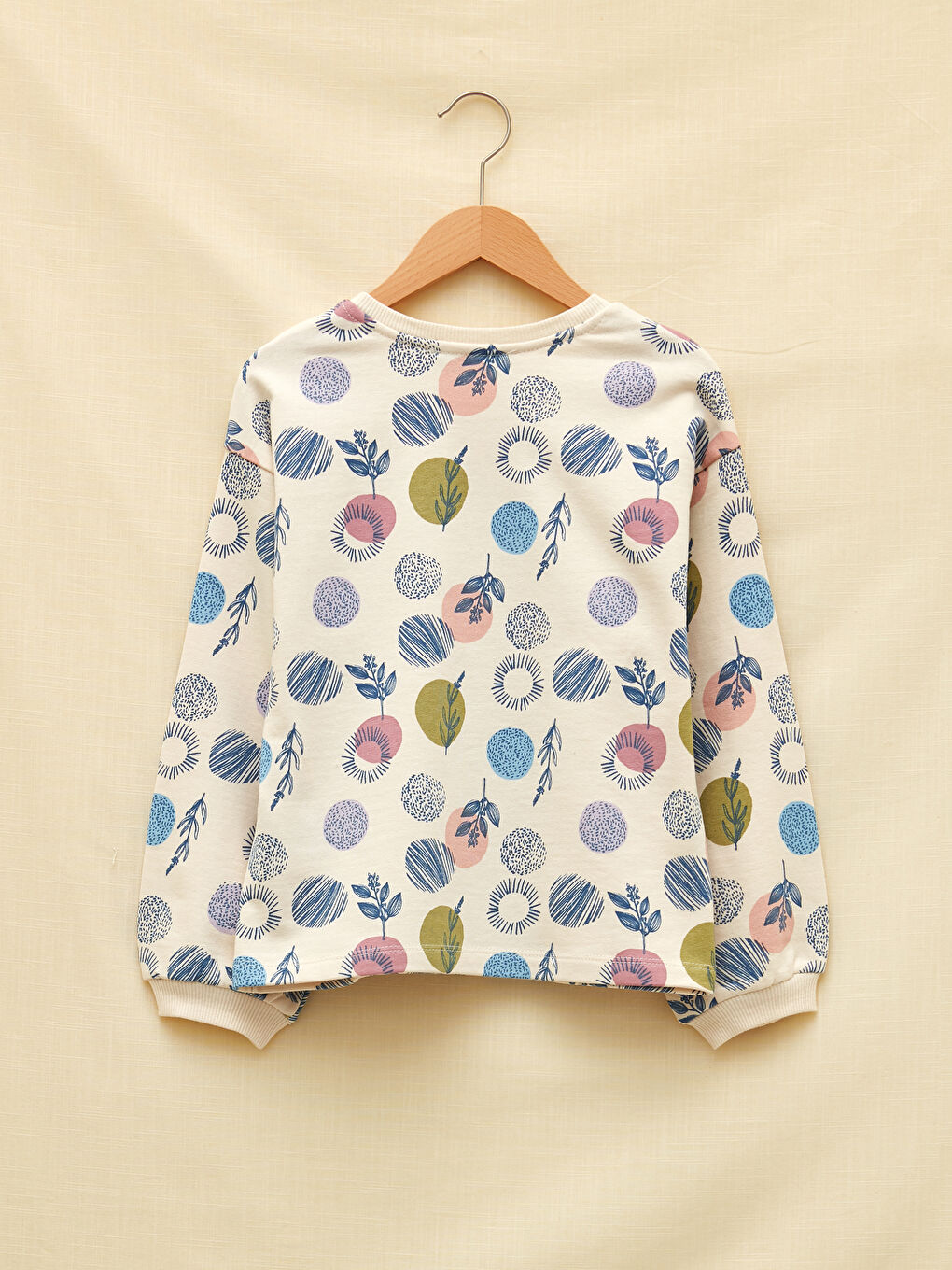 Crew Neck Printed Long Sleeve Girls' Sweatshirt-1