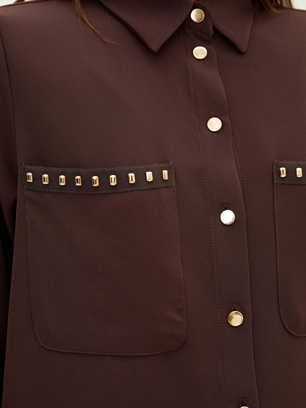 قميص تونيك للسيدات كم طويل مزين بحجر لامع دابي-3