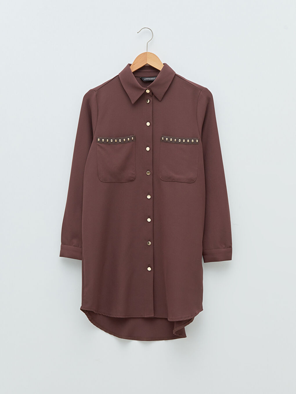 قميص تونيك للسيدات كم طويل مزين بحجر لامع دابي-5