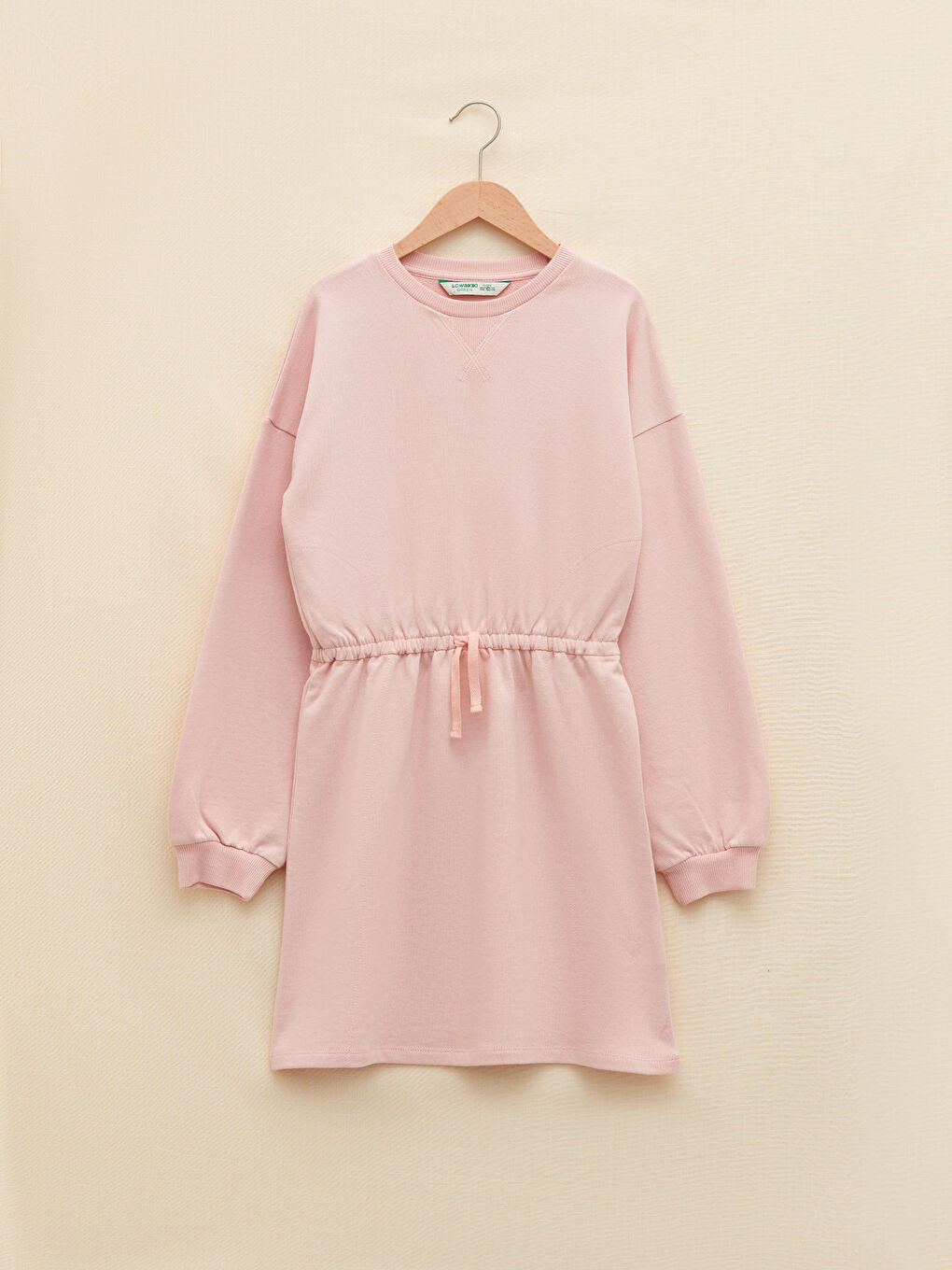 Crew Neck Basic Long Sleeve Girls' Dress