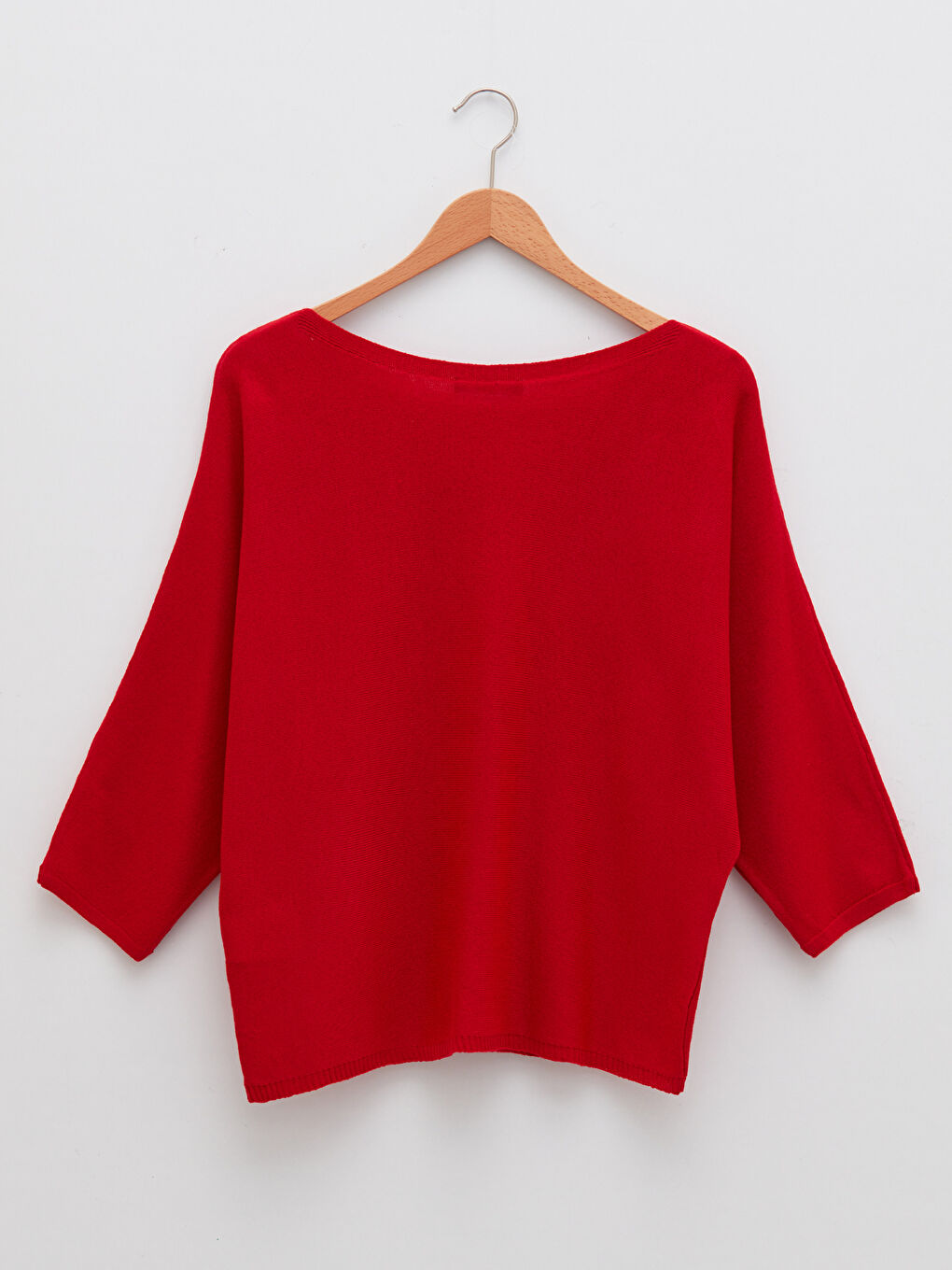 Kırmızı Kayık Yaka Zincir Detaylı Kadın Triko Kazak-6