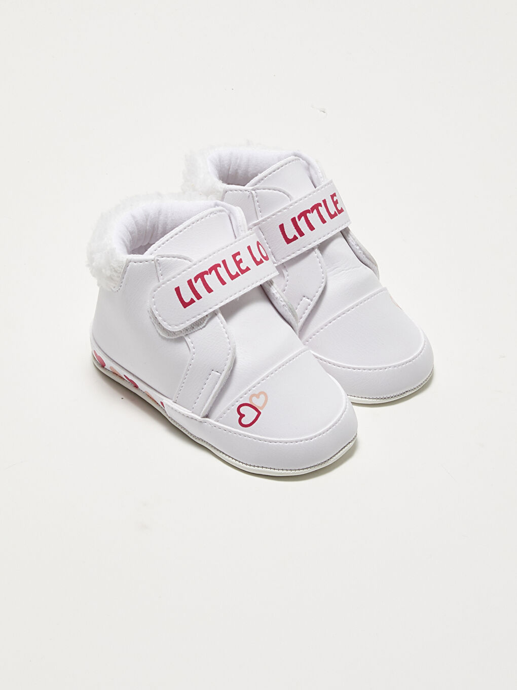 Beyaz Baskılı Cırt Cırtlı Kız Bebek Yürüme Öncesi Bot