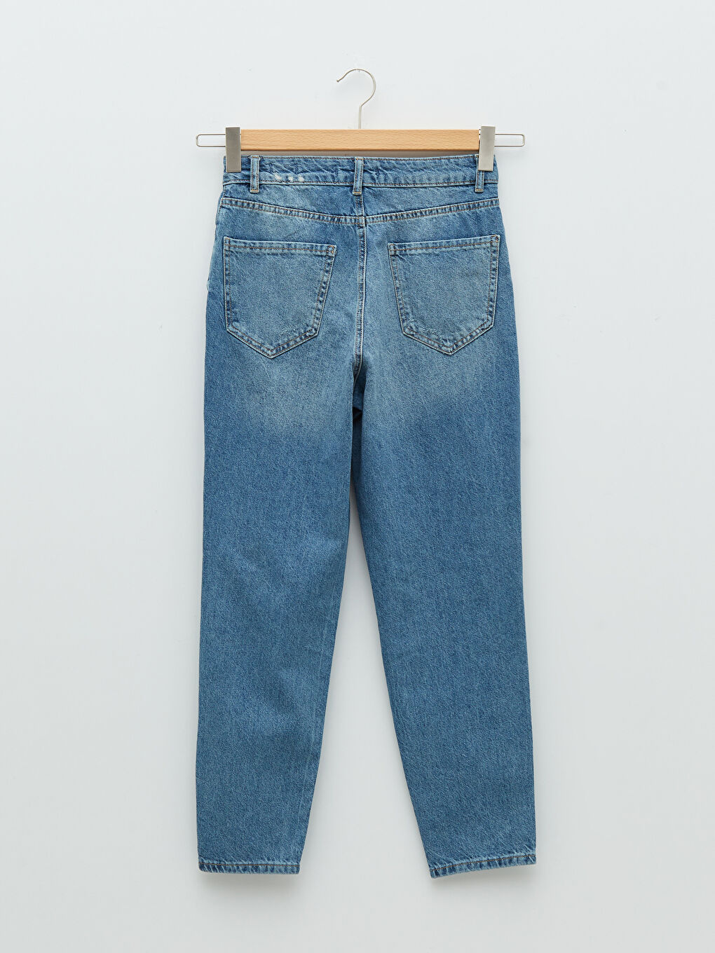 سروال دينيم روديو بجيوب مفصلة موم فيت بخصر مرتفع نساء-6