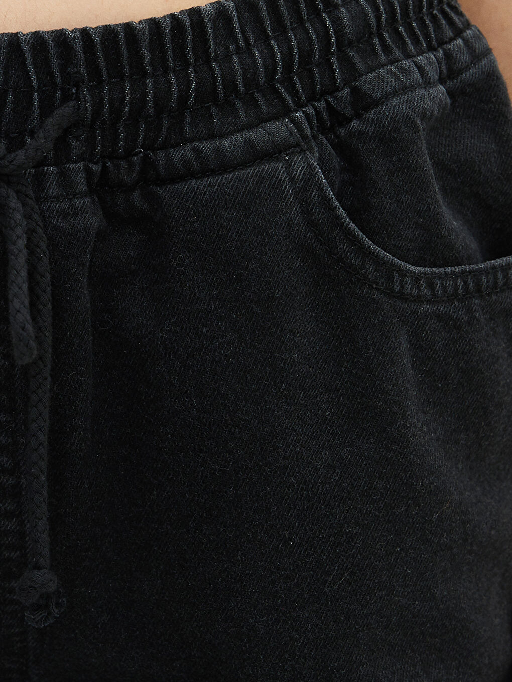 Siyah Yüksek Bel Jogger Kadın Jean Pantolon-4