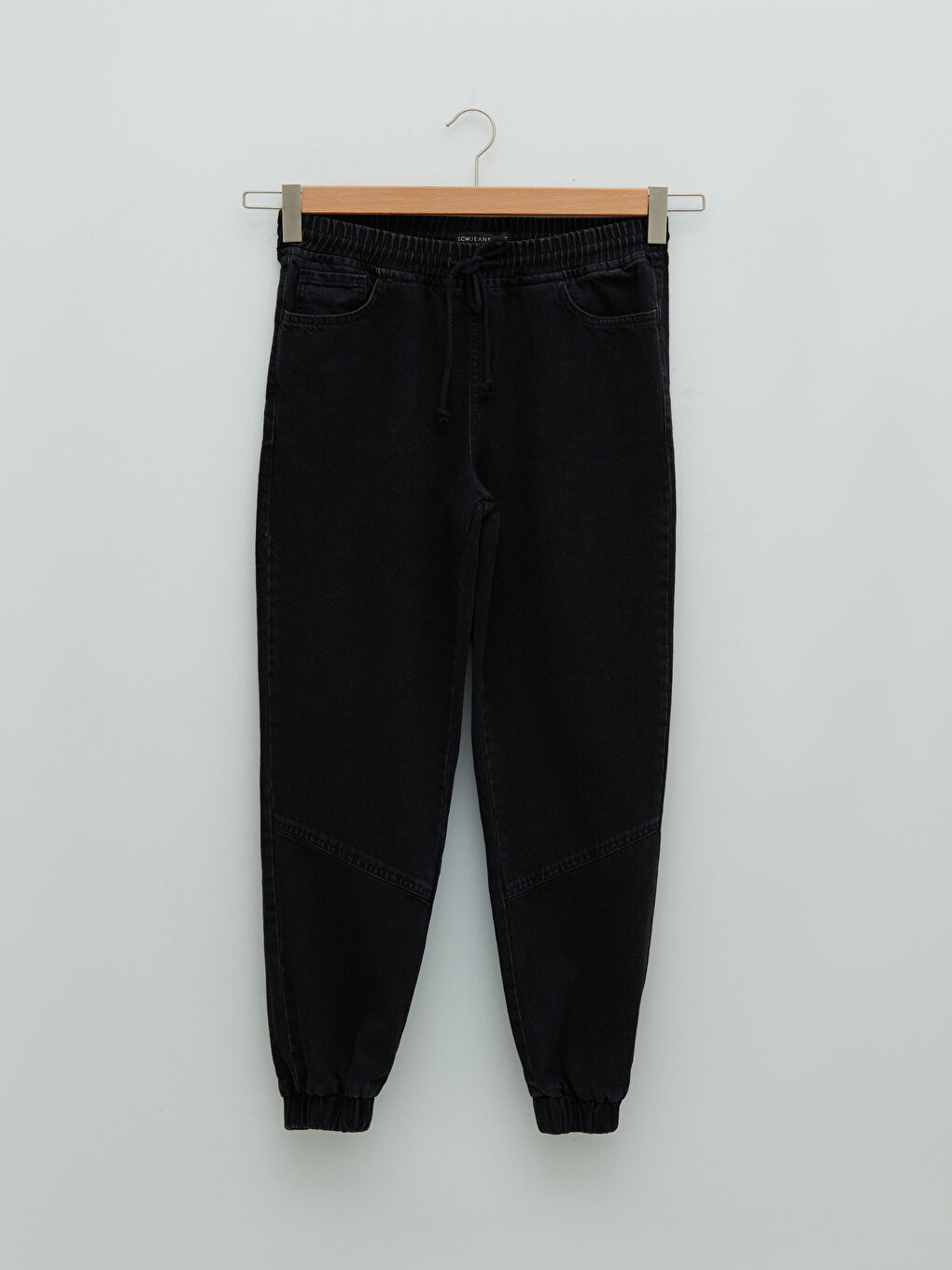 Siyah Yüksek Bel Jogger Kadın Jean Pantolon-5