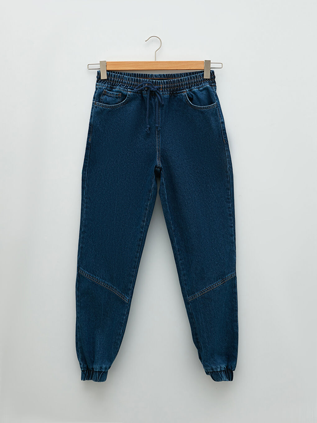 İndigo Yüksek Bel Jogger Kadın Jean Pantolon-5