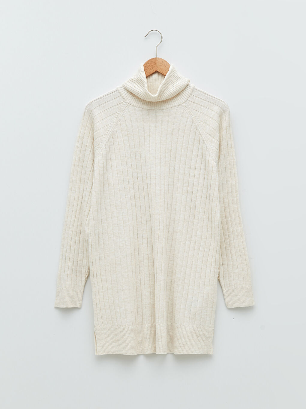 Tunique en Tricot à Col Roulé Uni à Manches Longues pour Femmes-4