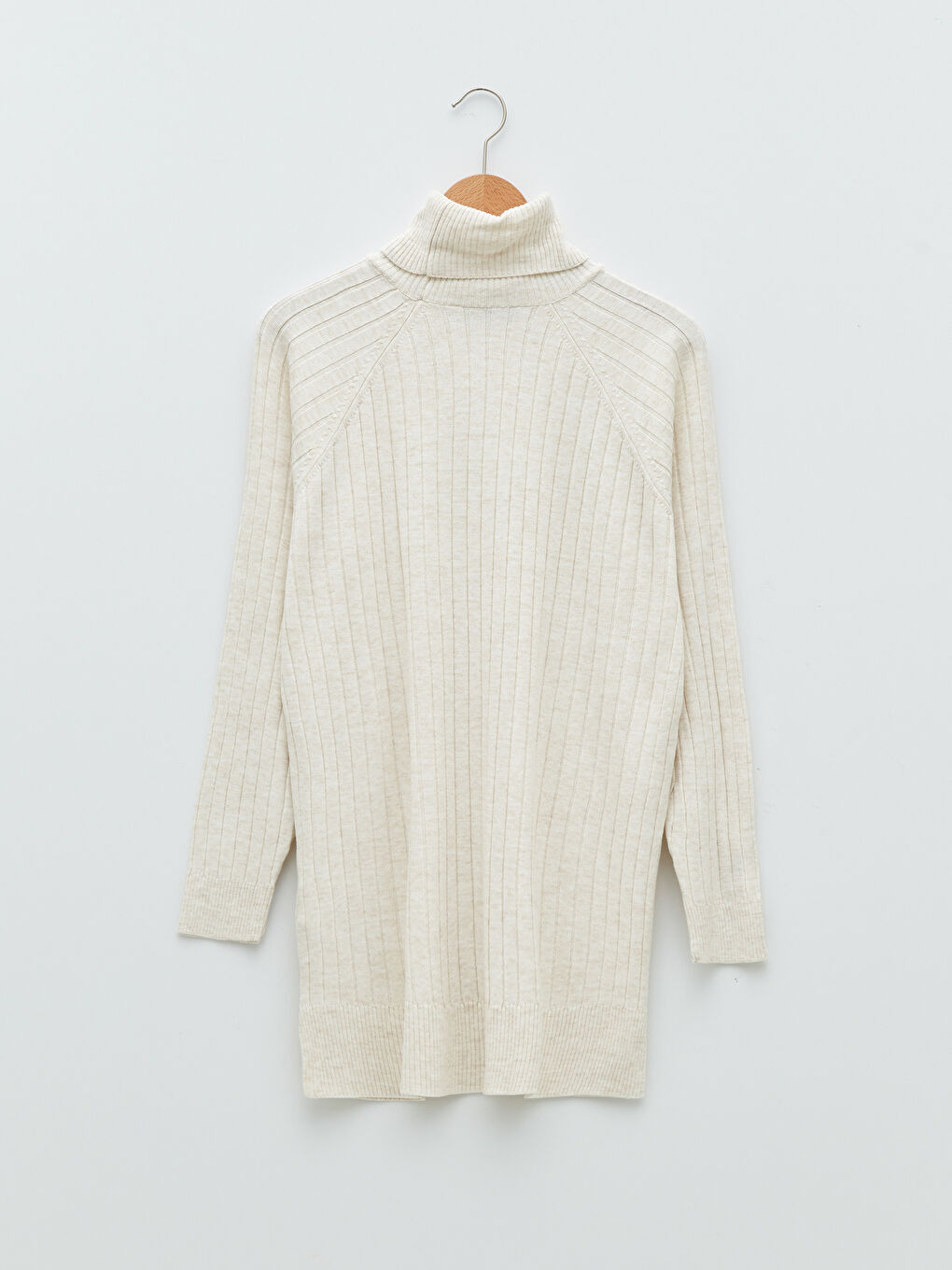 Tunique en Tricot à Col Roulé Uni à Manches Longues pour Femmes-5