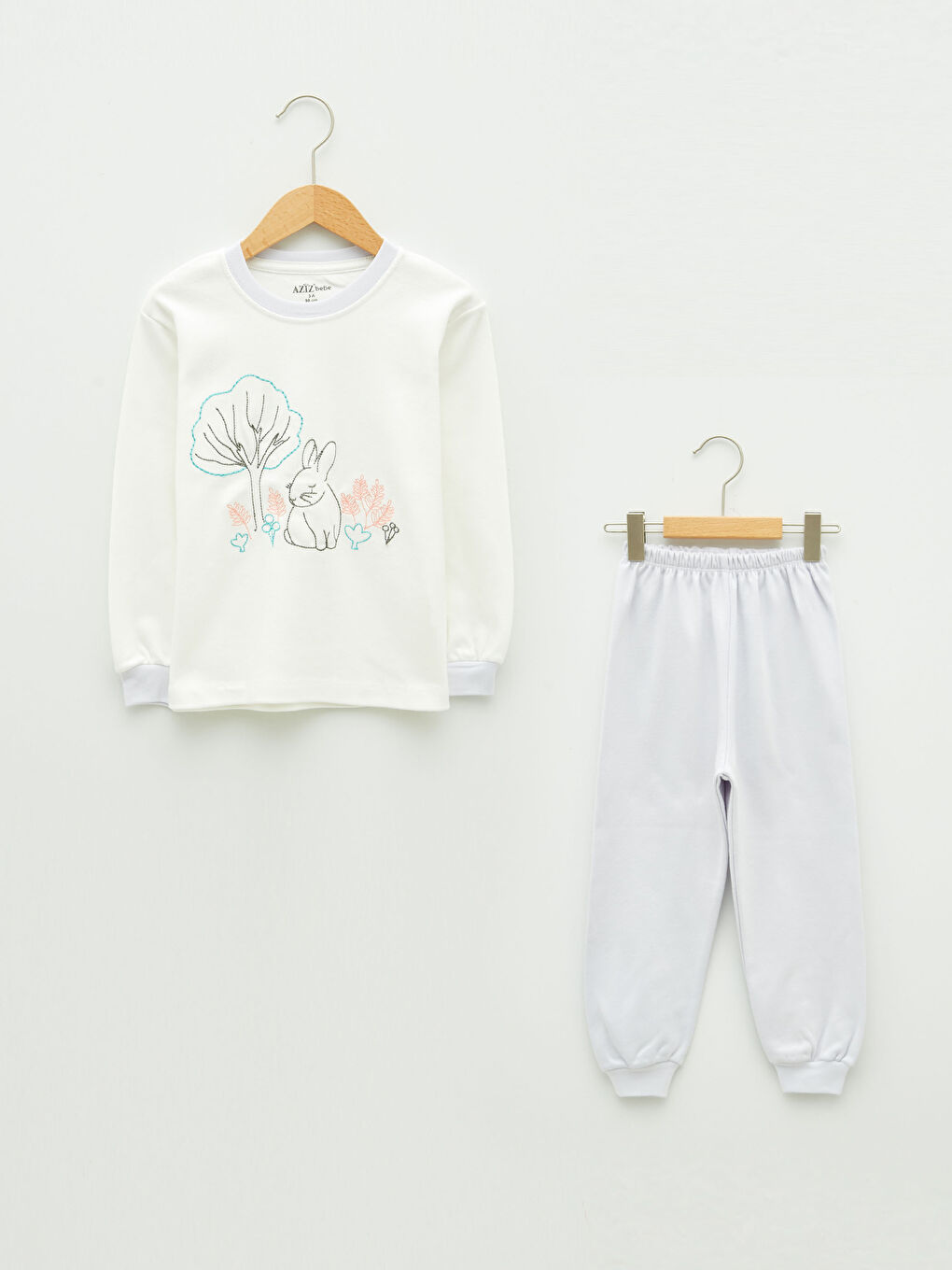 Crew Neck Long Sleeve Printed Cotton Baby Girl Pajama Set