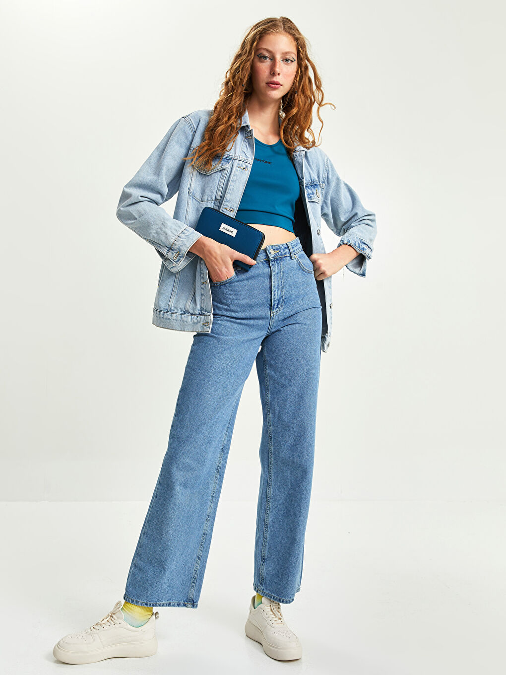 Petrol Baskılı Fermuarlı Kadın Cüzdan-4