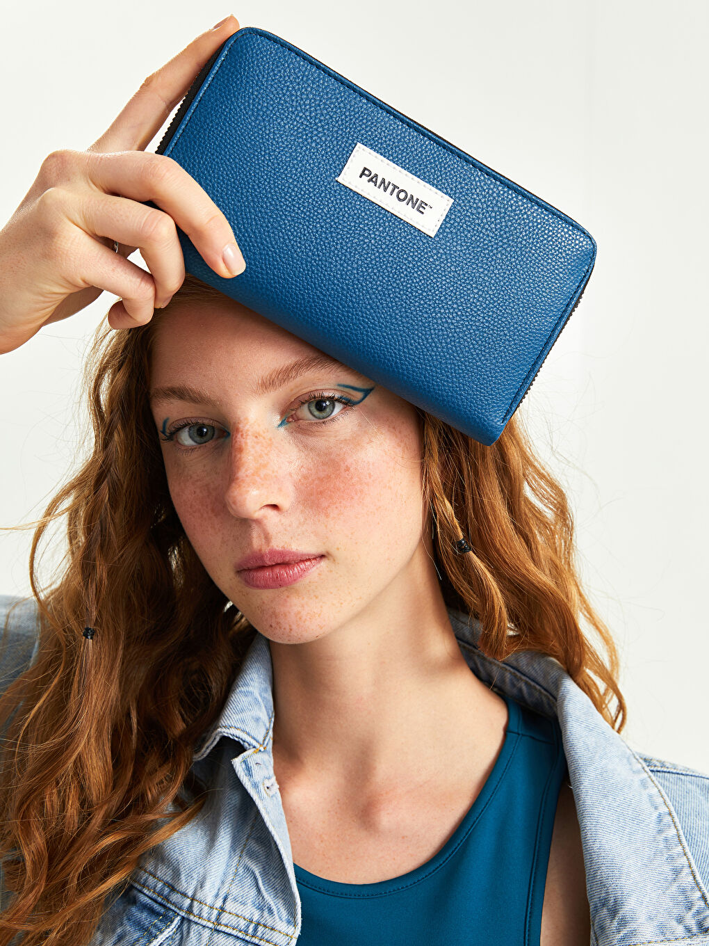 Petrol Baskılı Fermuarlı Kadın Cüzdan-1