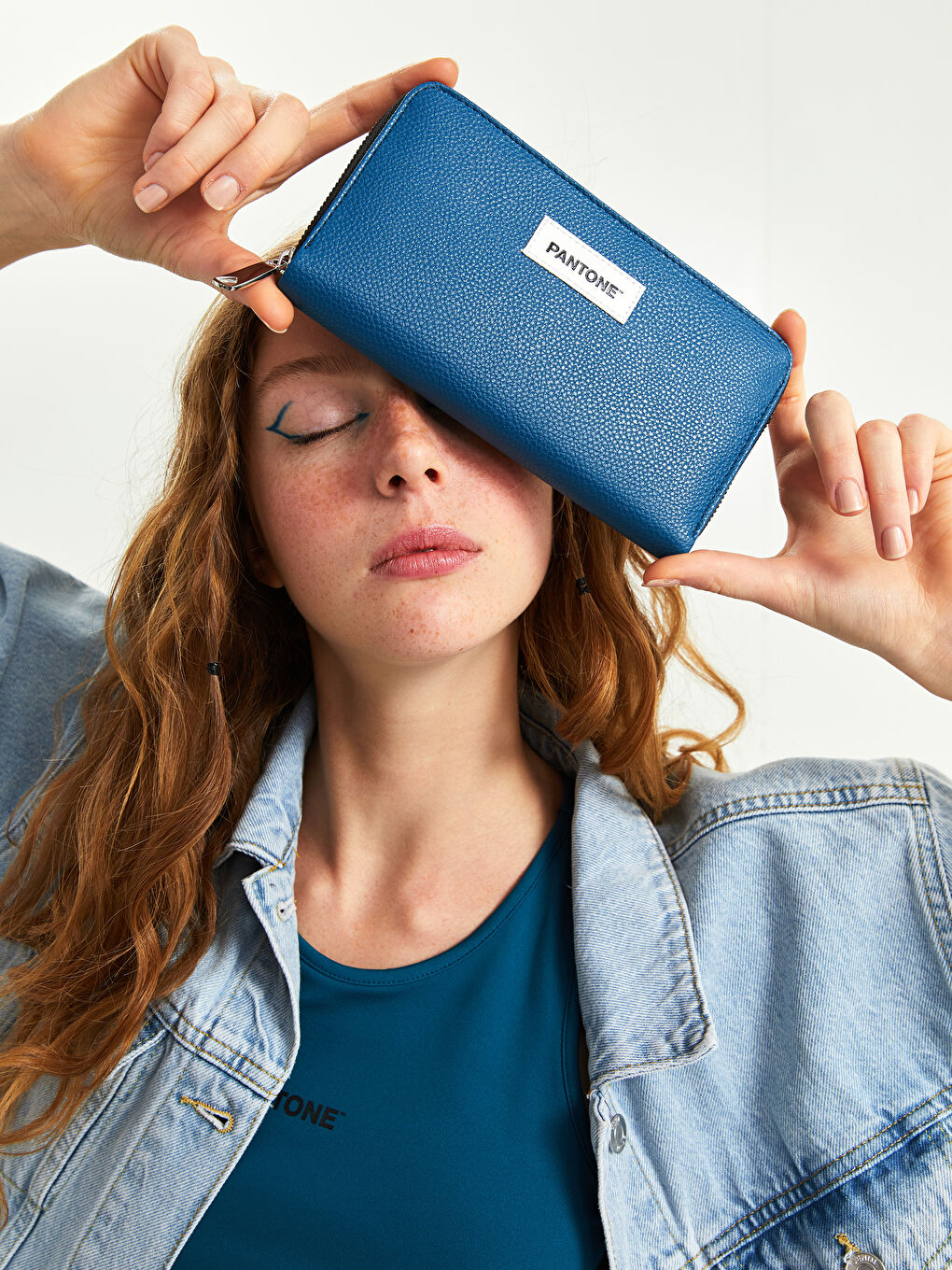 Petrol Baskılı Fermuarlı Kadın Cüzdan-2