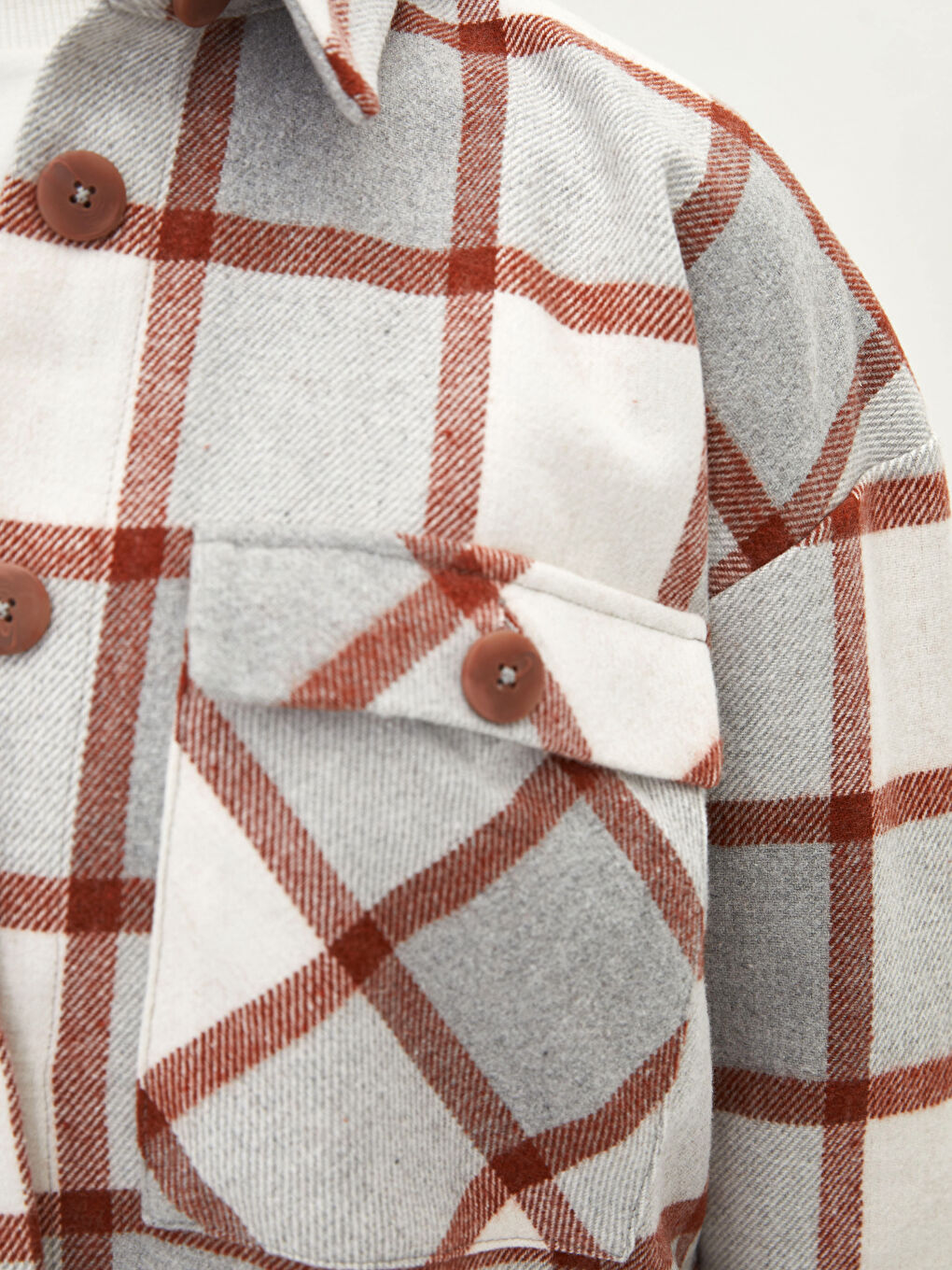 Plaid Long Sleeve Oversize Gabardine Women's Shirt Tunic-4