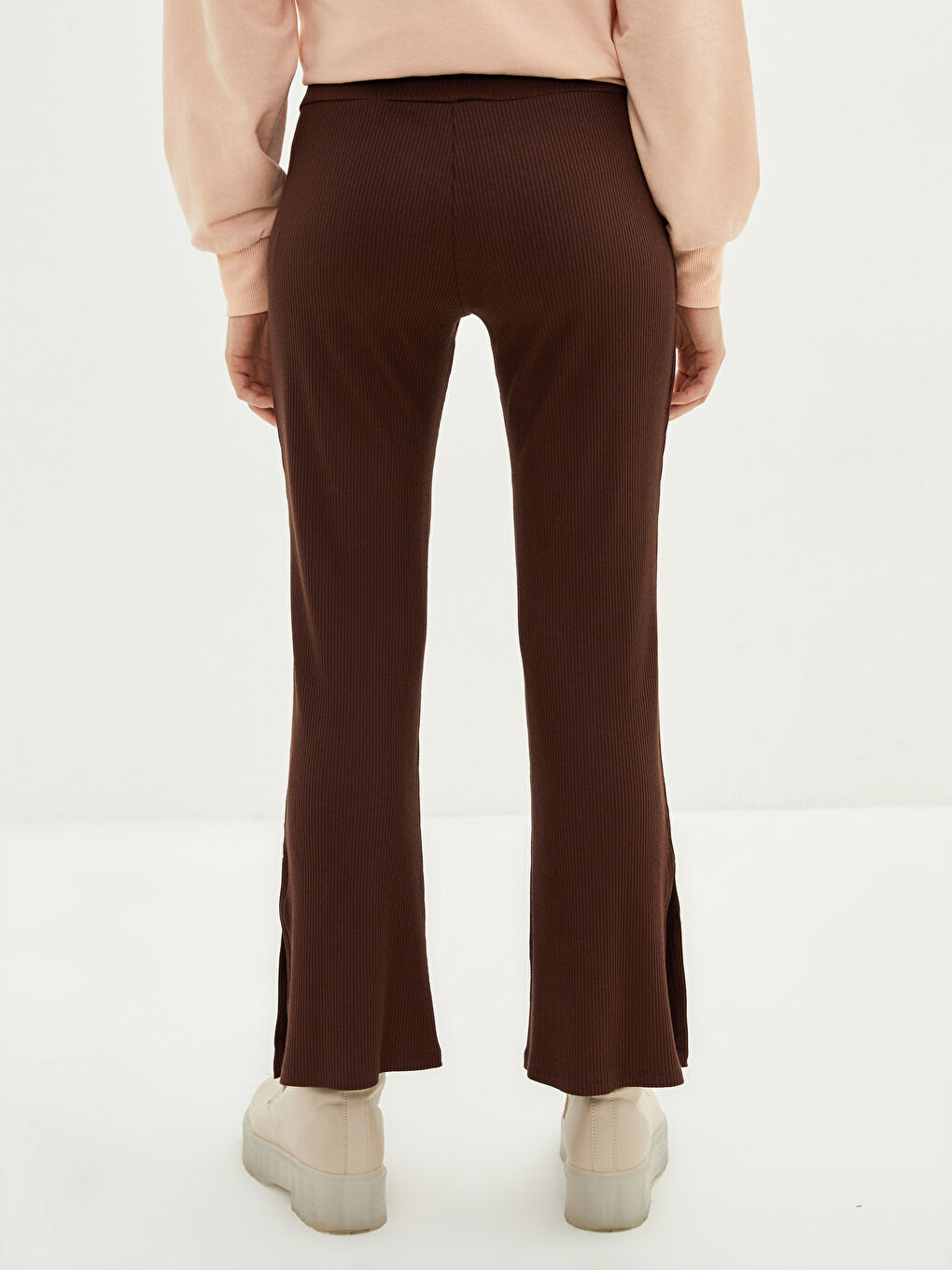 Elasticated Waist Plain Wide Leg Women's Leggings-4