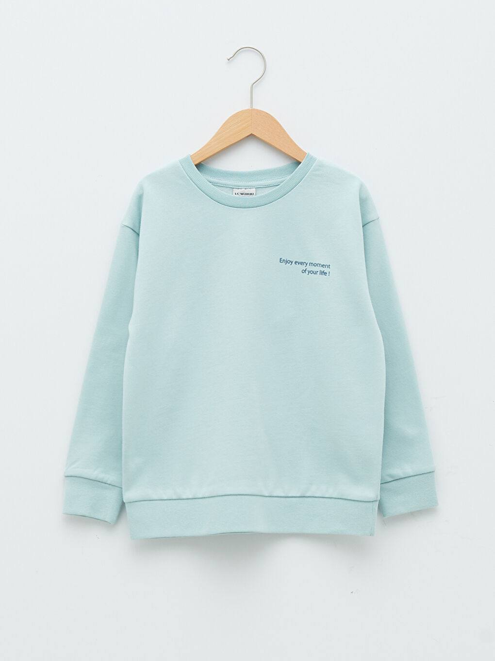 Yeşil Bisiklet Yaka Baskılı Uzun Kollu Erkek Çocuk Sweatshirt