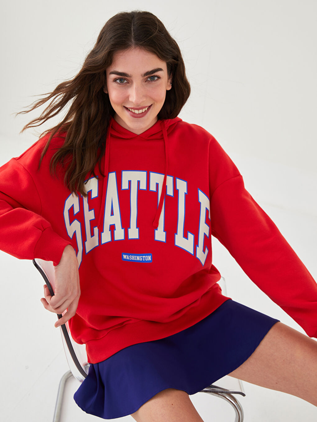 XSIDE Sweatshirt Épais à Capuche Imprimé Texte pour Femmes -W1KG55Z8-R23