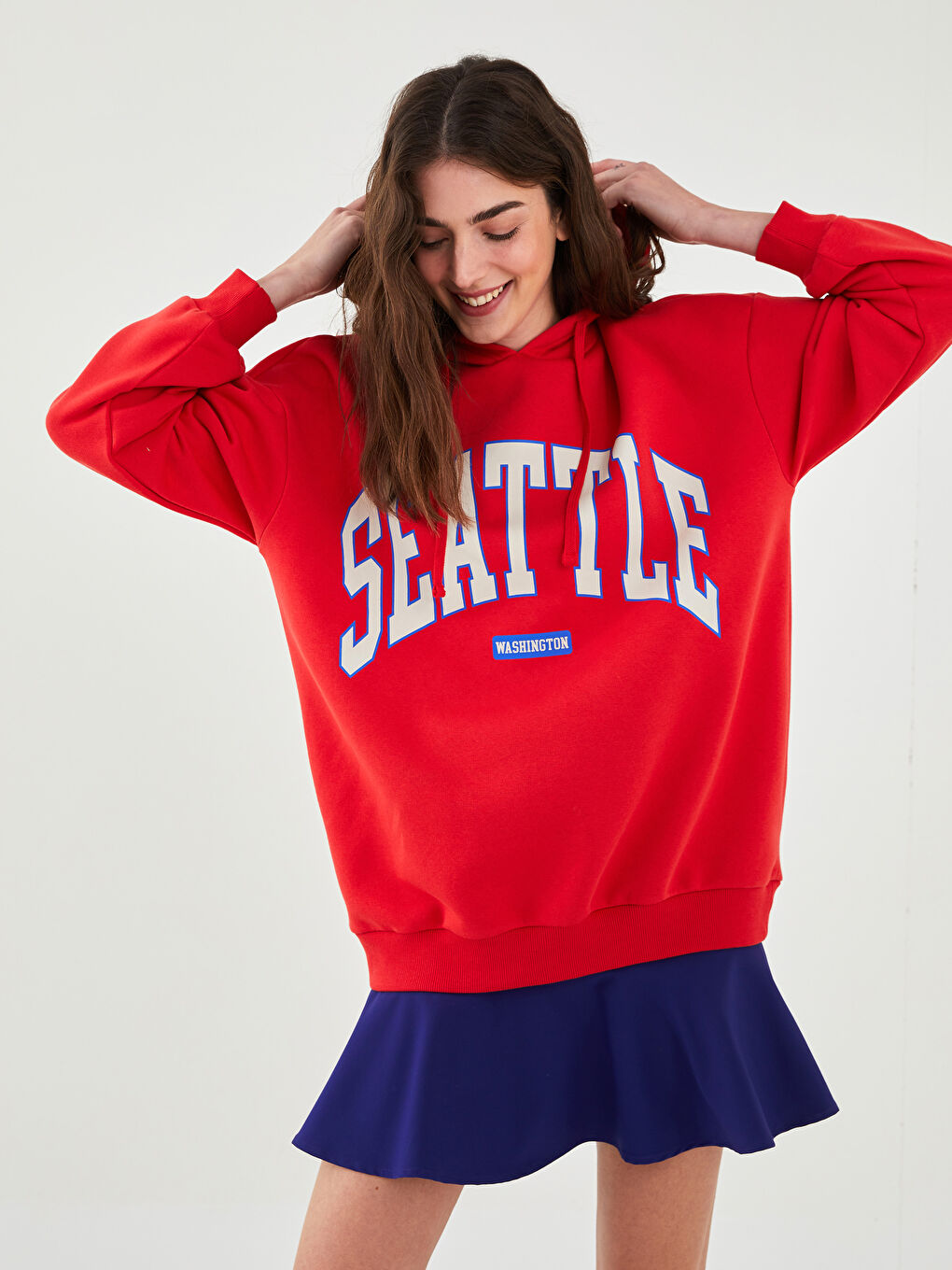 XSIDE Sweatshirt Épais à Capuche Imprimé Texte pour Femmes -W1KG55Z8-R23