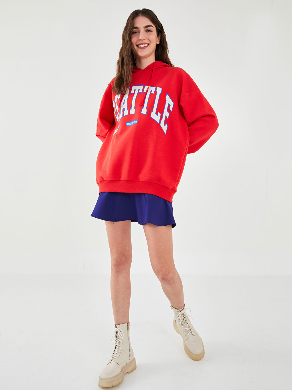XSIDE Sweatshirt Épais à Capuche Imprimé Texte pour Femmes -W1KG55Z8-R23