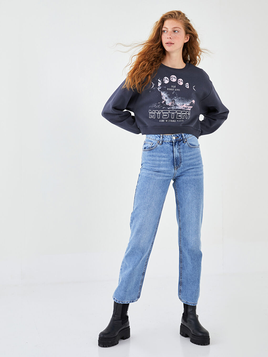 Sweat-shirt Épais Imprimé pour Femmes à Col Rond-3