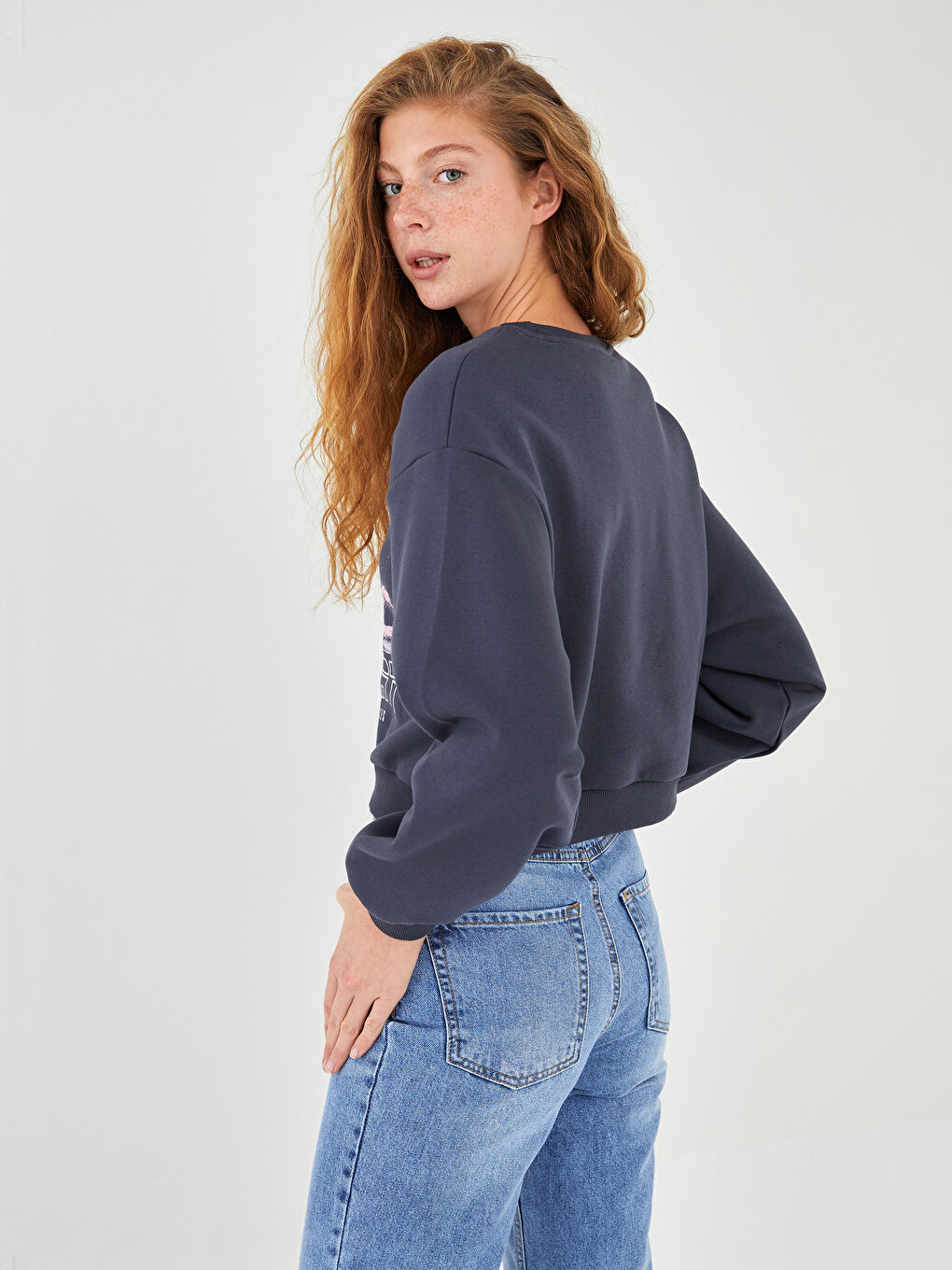 Sweat-shirt Épais Imprimé pour Femmes à Col Rond-4