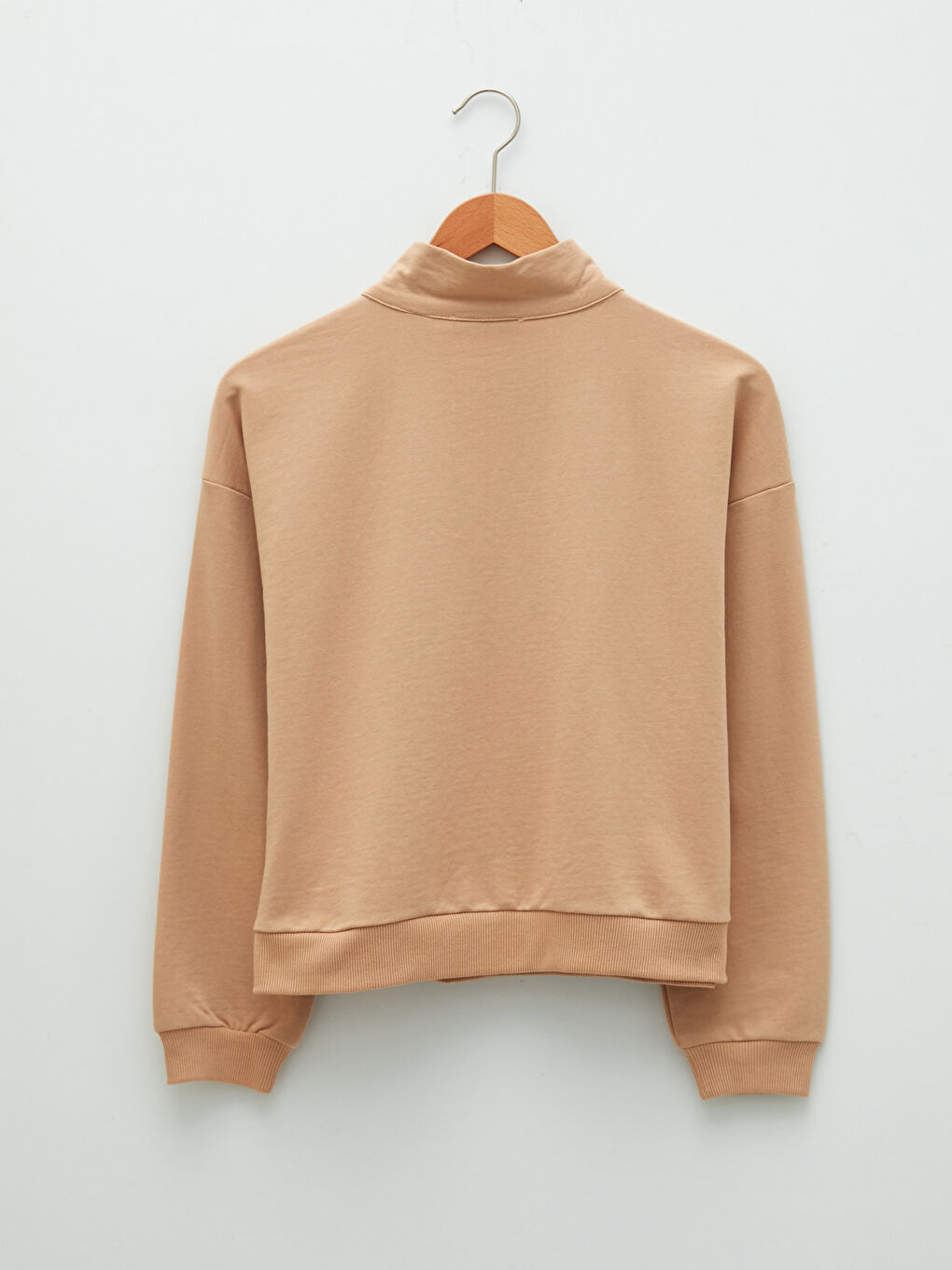 Hanorac Femei cu Guler Tip Pâlnie Simplu și Mânecă Lungă-6