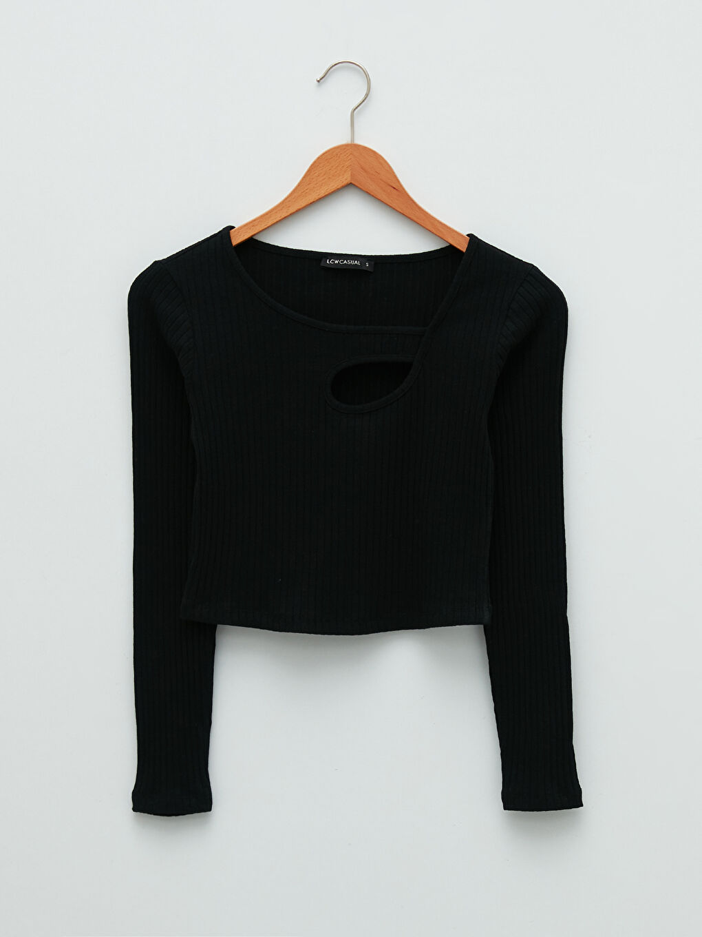 Rundhalsausschnitt Schlicht Langarm Damen T-Shirt-5