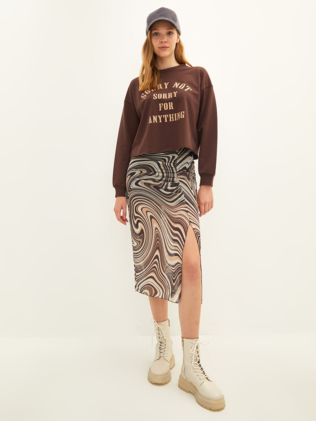 Crew Neck Slogan Printed Long Sleeve Cotton Women's Sweatshirt-2