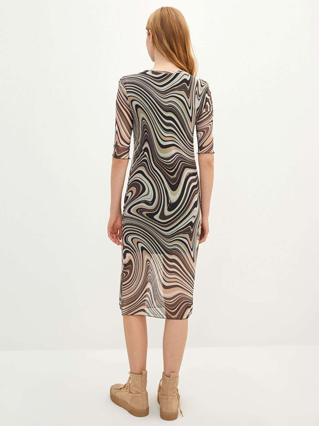 Rochie Cu Decolteu Rotund Cu Model,Pentru Femei-4