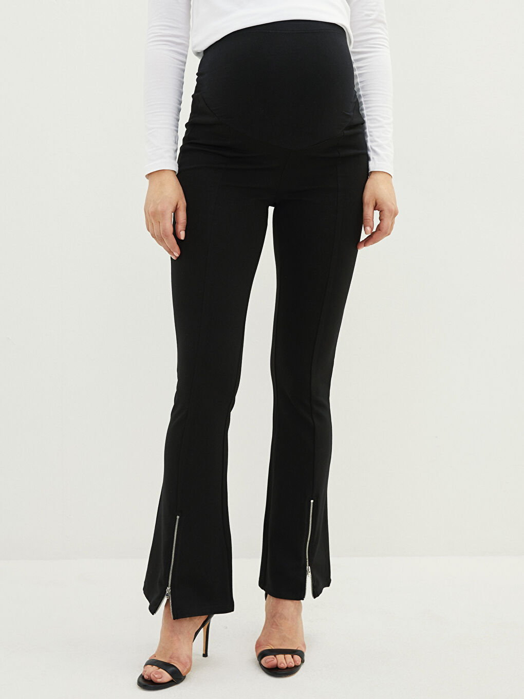 بنطلون ليجن حوامل رجل واسعة بتفاصيل سوستة و لوحة للبطن-2