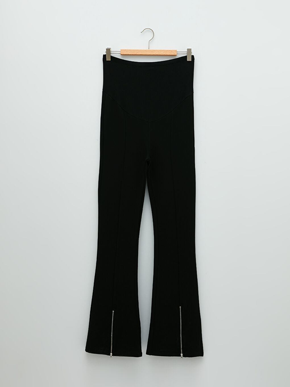 بنطلون ليجن حوامل رجل واسعة بتفاصيل سوستة و لوحة للبطن-5