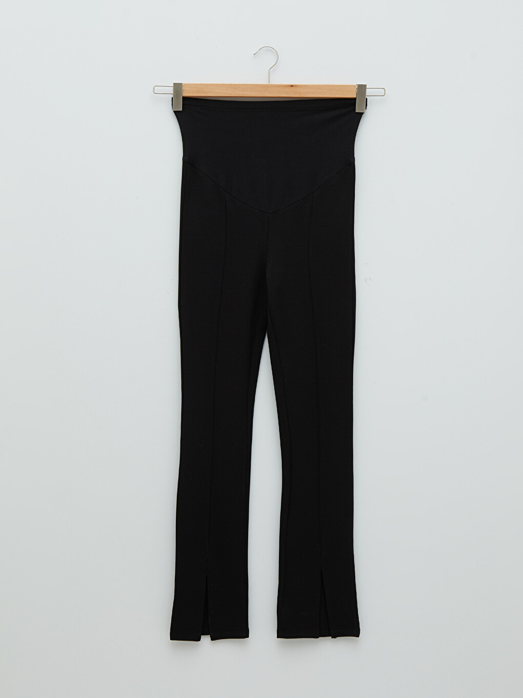 Tummy Paneled Straight Slit Detailed Maternity Trousers-5