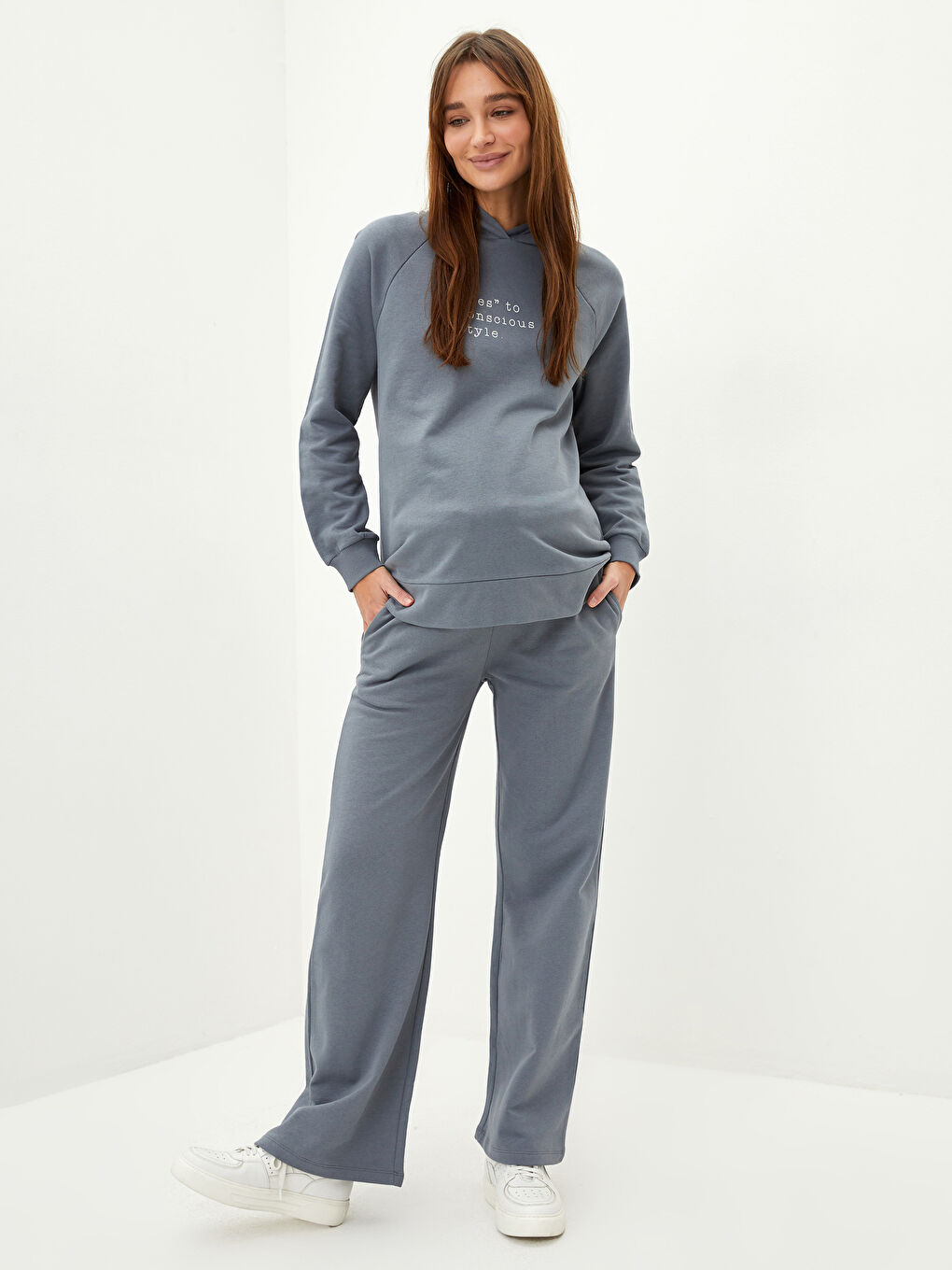 بنطلون رياضي سادة بخصر مرن للحامل-2