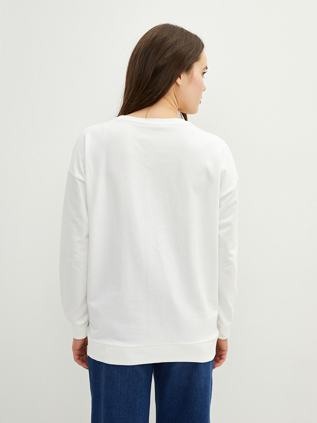 LCWAIKIKI Maternity Bisiklet Yaka Baskılı Uzun Kollu Hamile Sweatshirt -W1KG97Z8-JA6