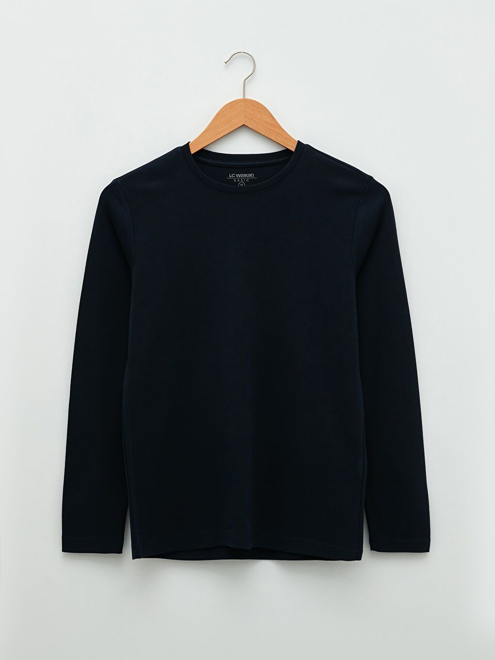 Lacivert Bisiklet Yaka Uzun Kollu Basic Erkek Tişört-5