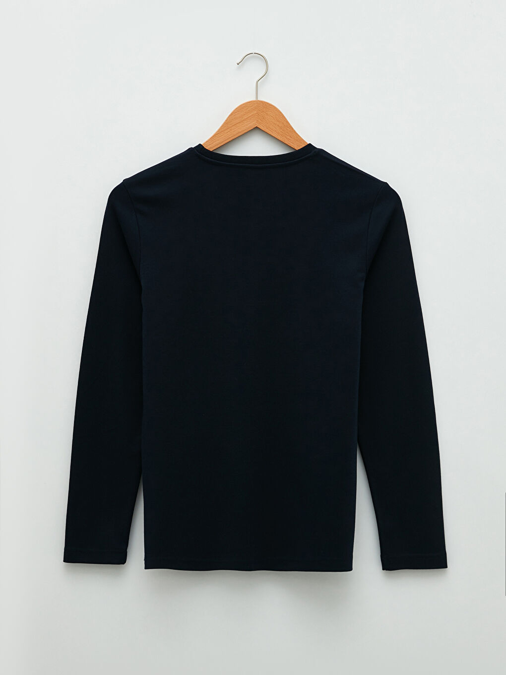 Lacivert Bisiklet Yaka Uzun Kollu Basic Erkek Tişört-6