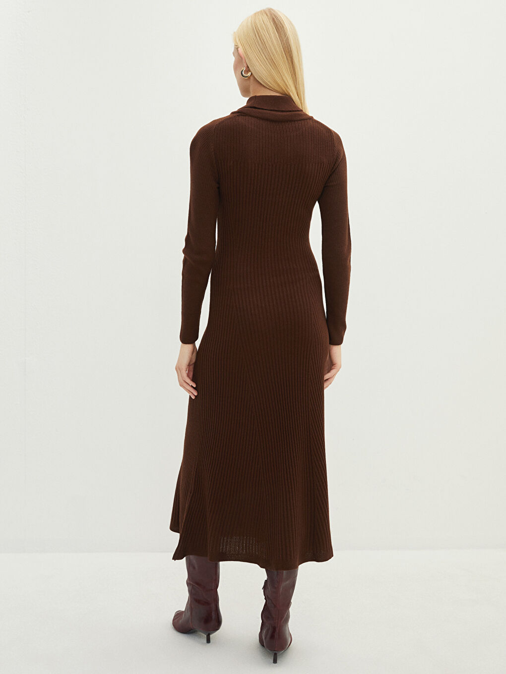 LCWAIKIKI Classic Polo Neck Women's Knitwear Dress -W1KH58Z8-S1J