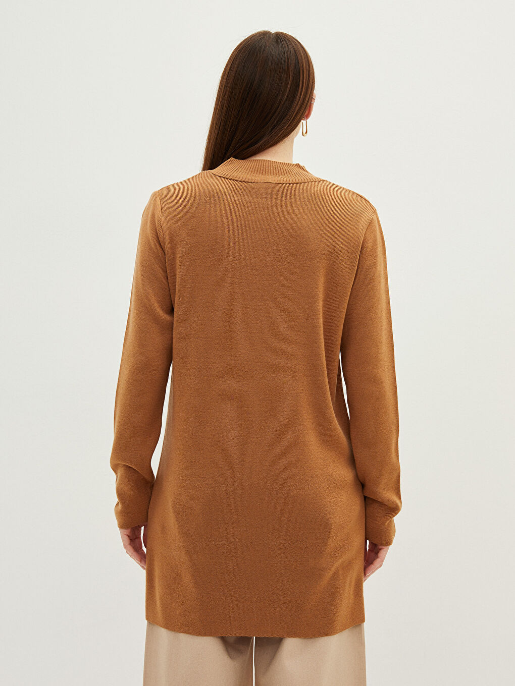 Half Turtleneck Long Sleeve Women's Knitwear Tunic-5