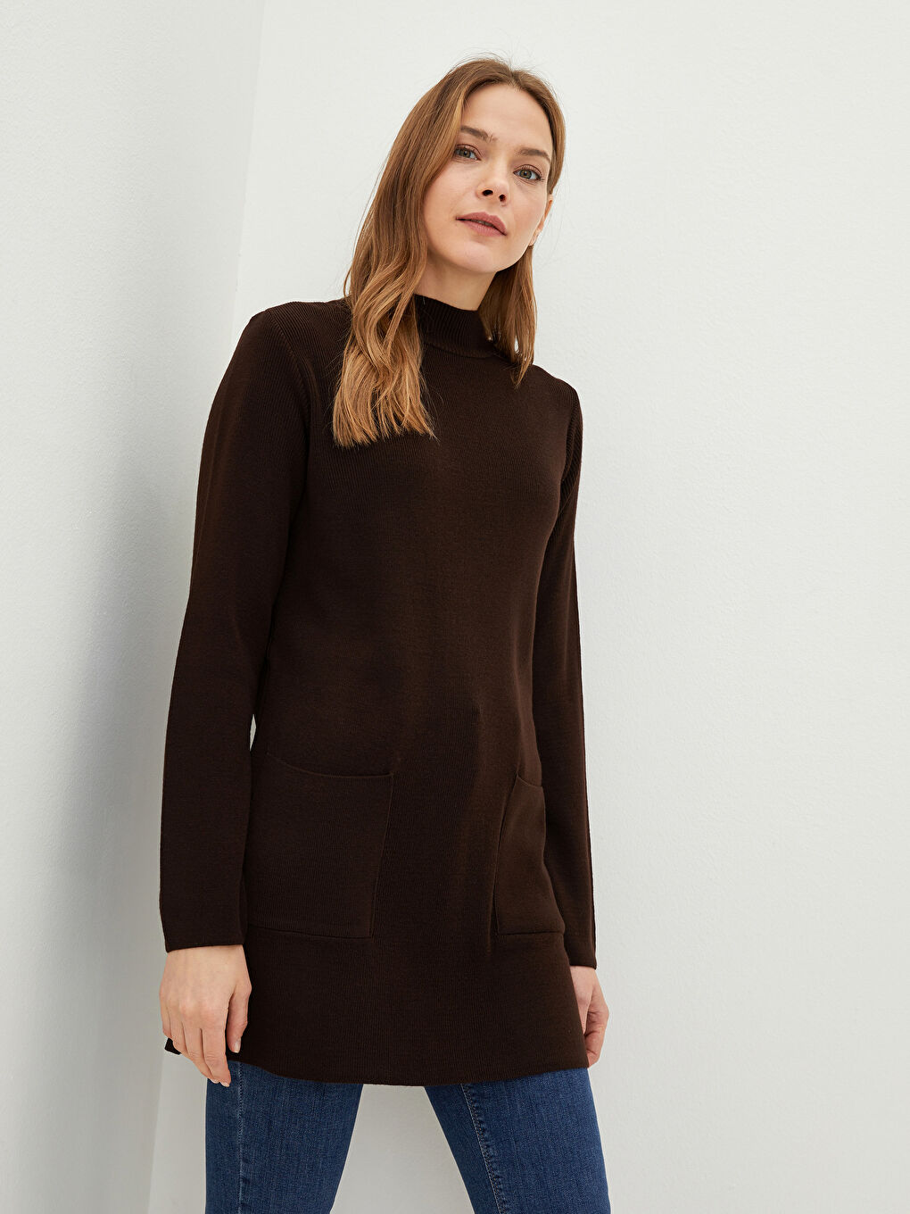 LCWAIKIKI Classic Half Turtleneck Long Sleeve Women's Knitwear Tunic -W1KH59Z8-S1J