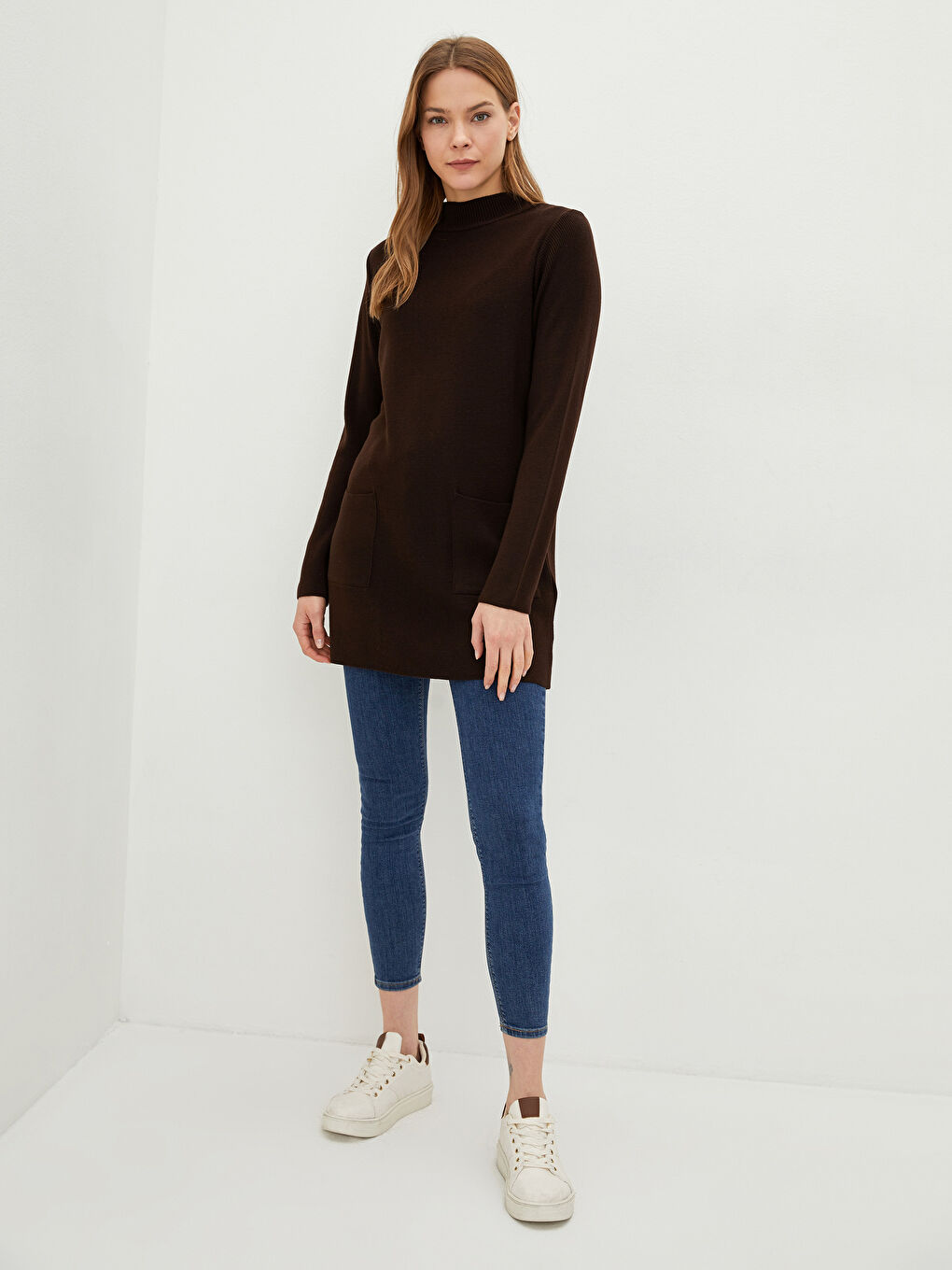 LCWAIKIKI Classic Half Turtleneck Long Sleeve Women's Knitwear Tunic -W1KH59Z8-S1J