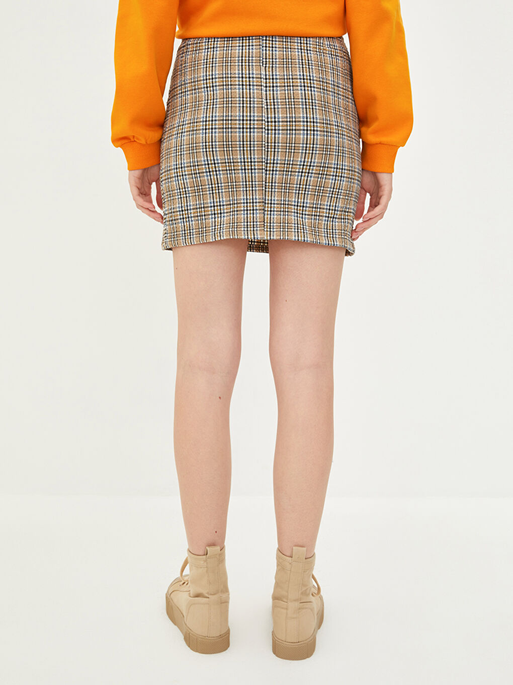 LCW Vision Zippered Waist Plaid Women's Mini Skirt -W1KH80Z8-LQ2